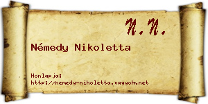 Némedy Nikoletta névjegykártya